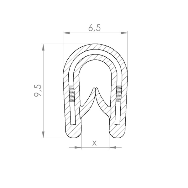 PVC-Kantenschutzprofil, Klemmbereich 1,0-2,0 mm, schwarz